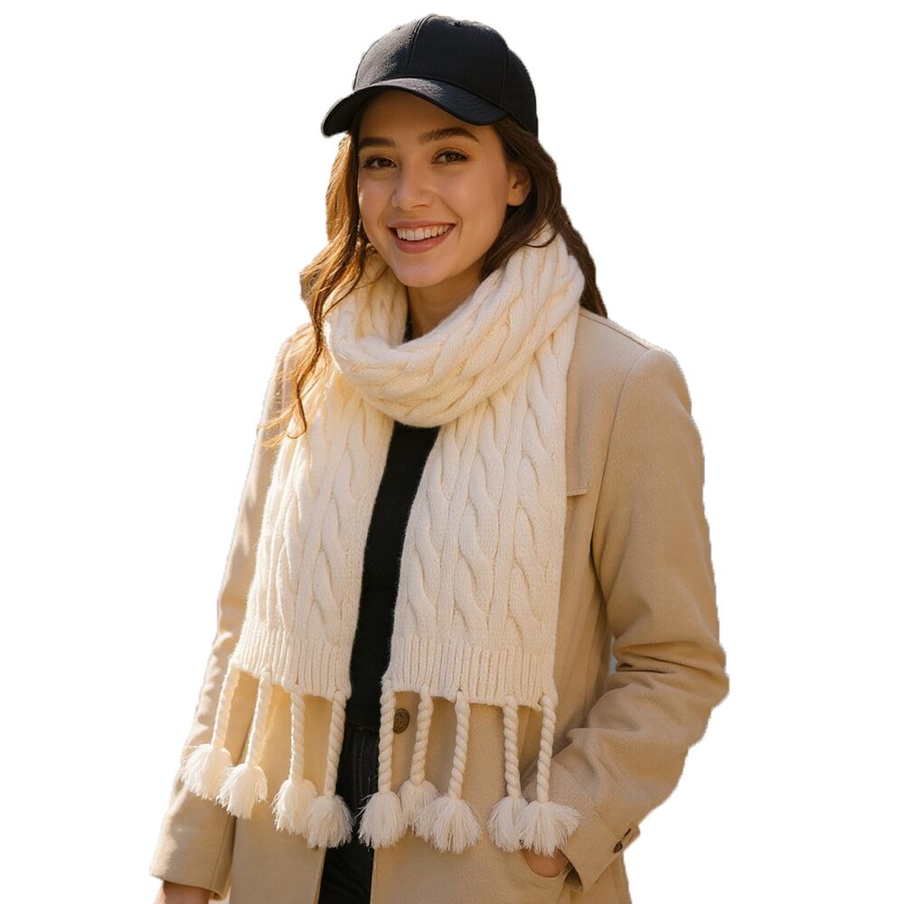 9498 Women's Knit Scarf Winter Neck Warm Long Ribbed Thick Scarves Fashion